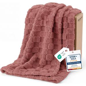 Bedsure GentleSoft Twin Blanket for Bed Dusty Pink - Super Soft Cozy Blankets for Women Kids Girls, Cute Fuzzy Fleece Throws for Bedroom Couch, 60x80 Inches