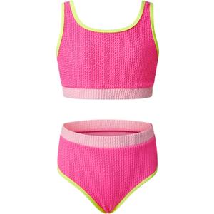 blibean Tween Girls Swimsuits Two Piece Colorblock Bikini Sets with Chest Pad  (Pink, XXL)