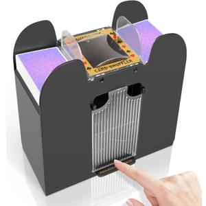 FEIERYA Automatic Card Shuffler 2/1/4/6 Deck,Battery-Operated Electric Poker Shuffler,Playing Card Shuffler for Home Card Game,Travel