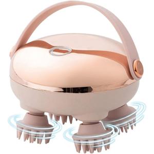 Electric Scalp Massager for Hair Growth, Red Light Therapy Head Massager Stress Relax, Waterproof Scalp Scrubber with Hand Strap, Handheld Rechargeable Scalp Massagers for Body & Dog Massager (Gold)