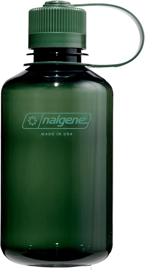 Nalgene 16 oz Narrow Mouth Water Bottle | Slim Cup Holder Size, BPA-Free, Durable & Leak Proof, Lightweight Travel Bottle, Jade