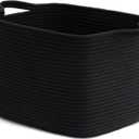INDRESSME Woven Storage Basket, Black Baskets for Gifts, Nursery Toy Basket, Rope Baskets for Organizing, Shelf Storage, Multi-Purpose Organizer for Shoes, Clothes, Towels, Laundry 13 x 10 x 9 Inches