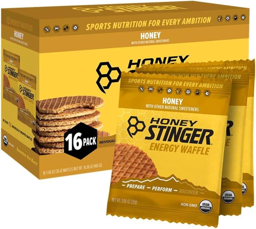 Honey Stinger Organic Honey Waffle, Energy Stroopwafel for Exercise, Endurance and Performance, Sports Nutrition for Home & Gym, Pre and Post Workout, Box of 16 Waffles, 16.96 Ounce (Pack of 16) (EXP 12/08/26)