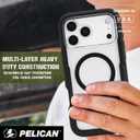 Pelican Voyager iPhone 17 Pro Max Case [Compatible with MagSafe] Rugged Phone Case, 24ft Military-Grade Drop Protection - Heavy Duty Cover w/Belt Clip Holster for iPhone 17 Pro Max - Black/Clear