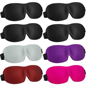 Bencailor 8 Pcs Sleep Eye Mask for Side Sleeper Men Women 3D Contoured Eyes Blackout Covers for Sleep with Adjustable Strap Block Out Light Night Blindfold Eye Shade for Travel(Medium,Classic Colors)