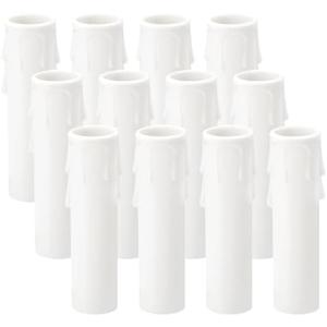 PATIKIL 3.5 Inch Tall Candle Covers Sleeves, 12Pcs Plastic E12 Chandelier Socket Sleeves Drip Candle Socket Covers Bulb Light Base Holder for Crystal Candle Lamps, White