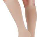 LIN PERFORMANCE Compression Socks for Women & Men 20-30 mmHg Closed Toe Knee High for Varicose Vein Circulation Recovery (L,Beige)