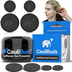 CauliBuds Cauliflower Ear Magnets - Premium Silicone Magnet Compression Kit for Cauliflower Ear Prevention & Treatment in BJJ, Wrestling, MMA, & Rugby - Minimize Ear Draining (Black)