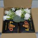 2 Sets Rose Candle Rings with LED Flameless Candles - 3 Inch Wedding Centerpiece Artificial Roses Eucalyptus Wreaths for Pillar Candleholders Wedding Banquet Decor, White