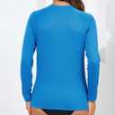 Halcurt Women's Long Sleeve Rash Guard Swim Shirt with Built in Bra Lightweight UPF50+ Quick Dry Swimsuit Top (Blue, XXXL)