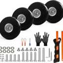 Luggage Wheels Replacement Set 4PC Diameter 2in/50mm Bearings Roller 14mm Thick PU Wheels with 3 Length Axles Full Set Repair Tool for Spinner Suitcase Trolley Bag Draw-bar Travel Box
