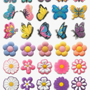 Butterfly & Flower Shoe Charms for Girls - 30 PCS Colorful Shoe Decoration Pins for Clog Sandals,Cute Accessories for Kids,Women Party Favor Gifts