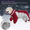 Full Body Dog Coat - Warm Fleece Jacket for Large Dogs, Turtleneck Winter Coats with Harness, Reflective Windproof Dog Snowsuit with Legs for Labrador,Golden Retriever, Burgundy 2XL