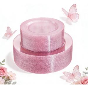 WDF 120pcs Pink Plastic Plates Disposable - Clear Pink Glitter Plates including 60PCS Dinner Plates 10.25inch and 60PCS Salad Plates 7.5inch for Wedding/Baby Shower/Spring/Birthday