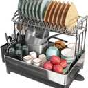 Large 304 Stainless Steel Dish Drainer Drying Rack with Drainboard, 18.1"W*13.4"D*16.5"H