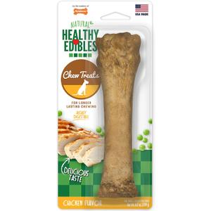 Nylabone Healthy Edibles Natural Dog Chews, Long Lasting Bones for Dogs, Chicken Flavor Dog Treats, X-Large (1 Count), BBD: 12-08-2028
