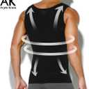 Arjen Kroos Men's Slimming Shirt Mesh Compression Shirt 4-Way Stretch Body Shaper for Chest,Abdomen & Posture Support (Black, S)
