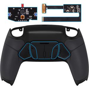 eXtremeRate Black Rubberized Grip Programable RISE4 Remap Kit for PS5 Controller BDM-010 BDM-020 Models, Upgrade Board & Redesigned Back Shell & 4 Back Buttons for PS5 Controller
