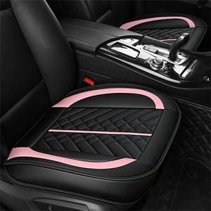 Yajomi New Luxury Eco-Friendly Leather Car Seat Cover Front Base Cushion Cover, Anti-Slip and Wrap-Around Bottom, Fits 98% of Vehicles - 1 Front seat Cushion,Black & Pink