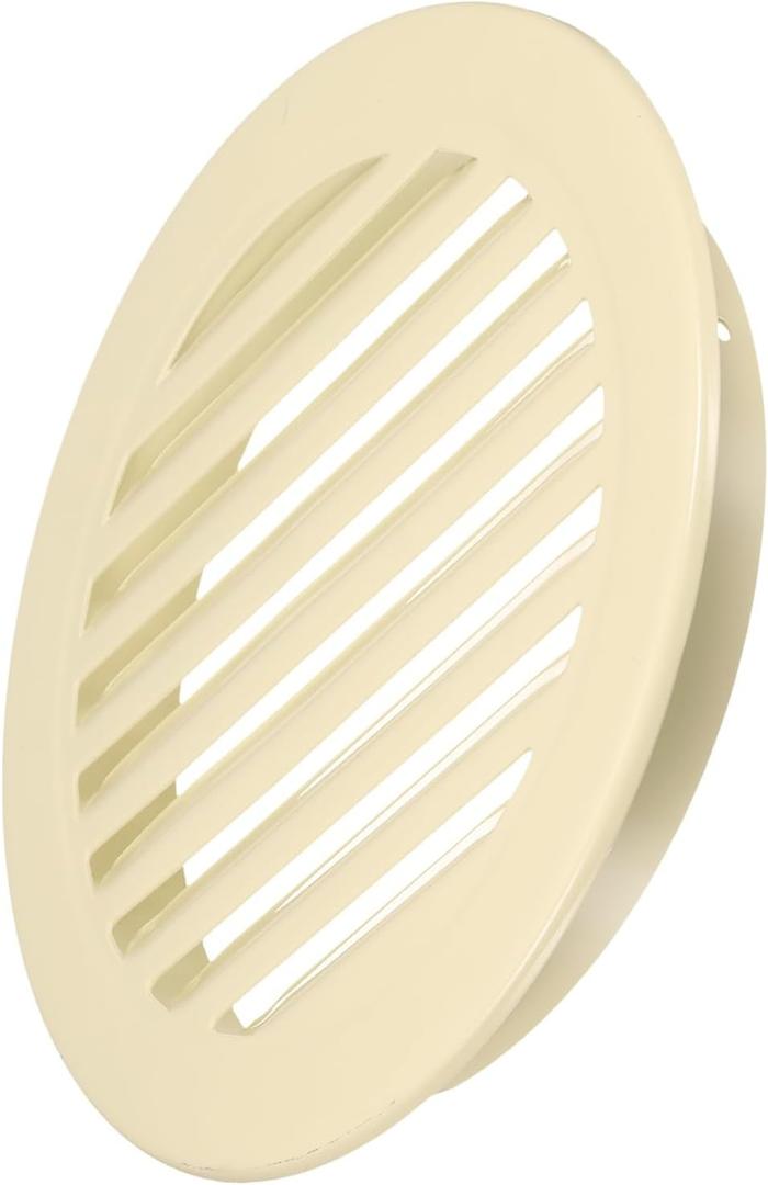 PATIKIL 6" Round Air Vent, Louver Grille Cover Aluminum Alloy Soffit Vent HVAC Ventilation for Ceiling Wall Roofing Bathroom Kitchen Garage Duct Shed Garage, Beige