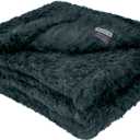 MACEVIA Fluffy Fleece Dog Blankets,Warm Soft Fuzzy Pets Blanket for Puppy,Small,Medium,Large Dogs and Cats,Plush Pet Throws for Bed,Couch,Sofa,Travel (24x29 Inch, Black & Dark Green)