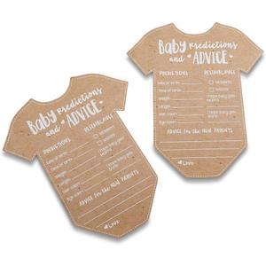 Kate Aspen Baby Predictions for Baby Shower Advice Cards - 50-Count Onesie Shaped Baby Shower Games for Girl or Boy - Gender Neutral Decor, Table Decorations, Activity and Keepsake For New Parents