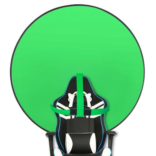 Xamanabu Portable Green Screen Chair, 57 in Collapsible Greenscreen Backdrop with Stand Double Sided Green Background, Chroma Key Backdrop for Zoom/Streaming, Gaming & Meetings