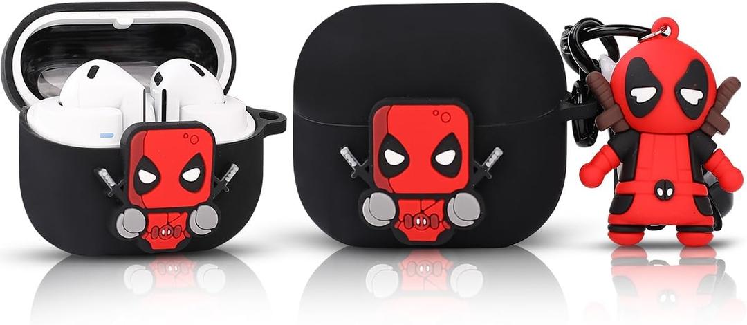 XMBYGY Case for Samsung Galaxy Buds 3 and for Galaxy Buds 3 Pro Earbuds with Doll and Carabiner, Silicone Charging Shockproof Protective Cover with Cartoon Skin Design for Man Woman Teen