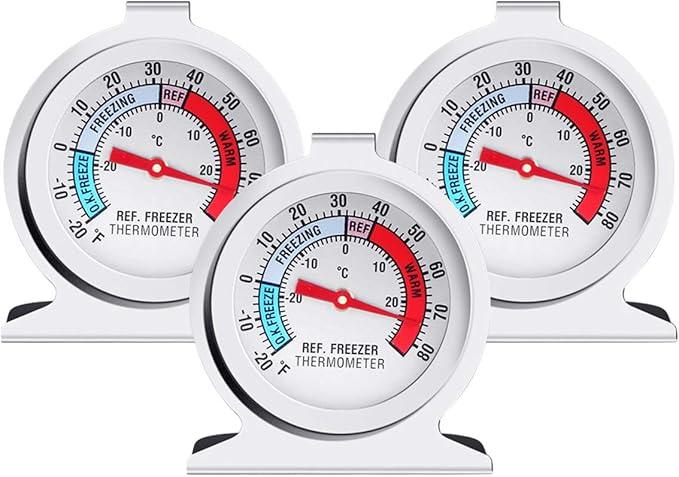 3 Pack Refrigerator Freezer Thermometer Large Dial Analog Thermometer