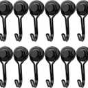 E BAVITE Swivel Swing Magnetic Hooks, 30LB12pack Refrigerator Magnet Hook,Strong Neodymium Magnets, Perfect for Refrigerator and Other Surfaces,60mm(2.36in) in Length (Black)