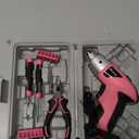 Hi-Spec 35-Piece Tool Kit with 3.6V USB Small Electric Screwdriver Set, Pink Drill Set for Women, Tool Kit for Home