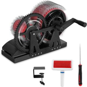 Consfly Wool Drum Carder Fiber Carding Machine with Brush & Awl, Wool Blending Wheel for Combing Blending