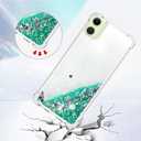 Case for Samsung Galaxy A05, Glitter Liquid TPU Cover Clear Flowing Quicksand with Anti-Fall Bumper Corner Shockproof Protection Women Girly Case for Galaxy A05 Green Love LSYB