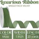 MEEDEE Olive Green Velvet Ribbon 1 Inch Single Face Nylon Velvet Ribbon 2 Rolls 20 Yards Moss Green Ribbons for Christmas Tree, Gift Wrappig, Rustic Wreath, Velvet Bow Making, Home Decor