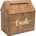 Cregugua Rustic Wooden Card box 12x12x7 Inch House Shaped Gift Card Box for Wedding Birthday Baby Shower Graduation Party