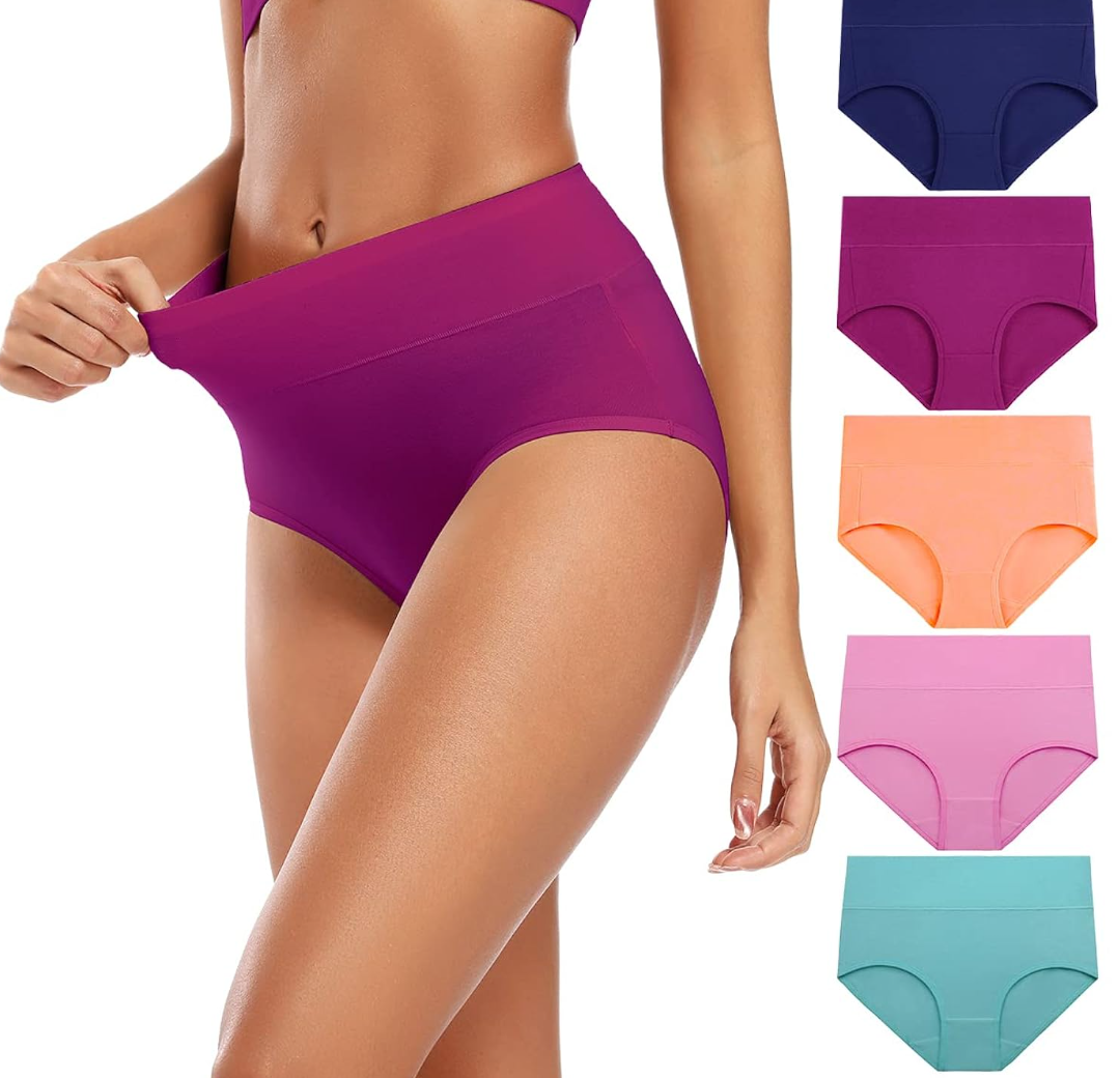 Molasus Women's Cotton Underwear High Waisted Full Coverage Ladies Panties L