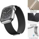 2 x Magnetic Loop Band Compatible with Apple Watch S9/8/7/6/5/4/3 38/40/41/42/44/45/49mm, Ultra 1/2 49MM, Classy Stainless Steel Metal Mesh Strap fit iWatch SE, Women Men