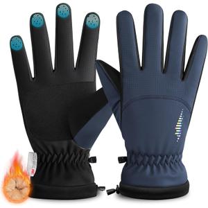 rivmount Kids Ski Gloves Touchscreen Waterproof Warm for Boy Girl Youth Outdoor Skiing Cycling Snow Winter (S(4-6Y), Blue)