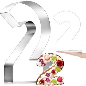 Extra Large Number 2 Cake Cutter 11 Inch Cookie Cutter Number Cake Pan 3D Stainless Steel Mould for Birthday and Baking, Parties,wedding Anniversary(Number 2)