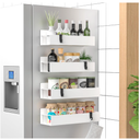 HuggieGems 4 Pack Magnetic Spice Storage Rack Organizer for Refrigerator and Oven, Cream White Fridge Organizers and Storage