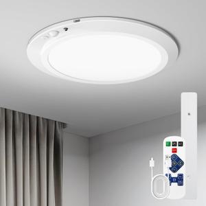 Homelist 12000mAh Rechargeable Motion Sensor Ceiling Light, Shower Lights for Inside, Magnetic Battery Operated Ceiling Light with Remote for Renters Closet, Porch, Hallway, 3 Color Temperatures