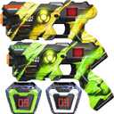 Laser Tag Guns Set of 2 with Digital LED Score Display Vests Laser Tag Cool Outdoor Toys for Kids Ages 8 9 10 11 12+ Boys Girls Children Teens Adults Birthday Gifts Toys Christmas Green/Yellow
