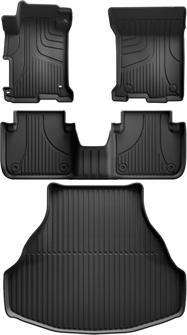 All Weather Floor Mats Fit for Honda Accord 2017 2016 2015 2014 2013 (Not for Coupe & Hybrid), Custom Fit TPE Floor Liners for Accord 1st & 2nd Row & Trunk Mat Full Set Car Mats, Black