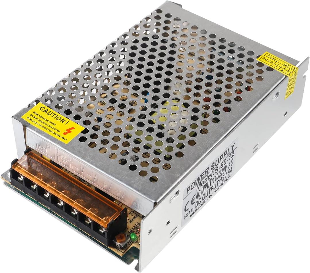 DIANN 12V 5A 60W Switching Power Supply Adapter Transformer AC110V to DC 12V 5A Converter LED Driver for 3D Printer, CCTV, LED Strip Lights,Computer