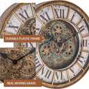 Moving Gears Wall Clock, 18 Inch Modern Gear Rotating Wall Clock Old Style Rustic Unique Vintage Industrial Clock for Living Room Decor Home Farmhouse (Retro Copper)