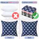 Navy Blue Floral Throw Pillow Covers 18x18 Boho Farmhouse Sofa Pillow Covers Set of 2, Vintage Flower Pillowcase Decorative Neutral Boho Pillowcases for Couch Living Room Home Decor, Navy Blue