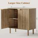IKALIFE Sideboard Buffet Cabinet with Storage, Modern Fluted Accent Credenza with Doors & Adjustable Shelves, Wood Coffee Bar Console Table for Living Room, Dining Room, Kitchen or Entryway 31.5" Oak