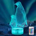 Lampeez Penguin Gift, Penguin 3D Night Light for Kids, 16 Colors Changing Illusion Lamp with Remote Control Dimmable Function 4 Flashing Mode, Kids Bedroom Decor Gifts for Boys Girls