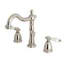 Kingston Brass KB1976PL Heritage Widespread Lavatory Faucet Pn Porcelain Lever Handle, Polished Nickel, 14 x 6.5 x 8.06