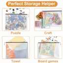 24pcs Mesh Zipper Pouch Puzzle Storage Bags A3 17x12 Inches Large File Bags Black Reusable Zipper Pouches for Organizing, Classroom Board Game Organization